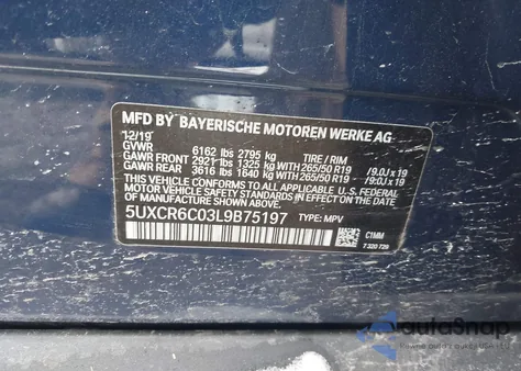 2020 BMW X5 xDrive40I из США, поврежденный, VIN 5UXCR6C03L9B75197